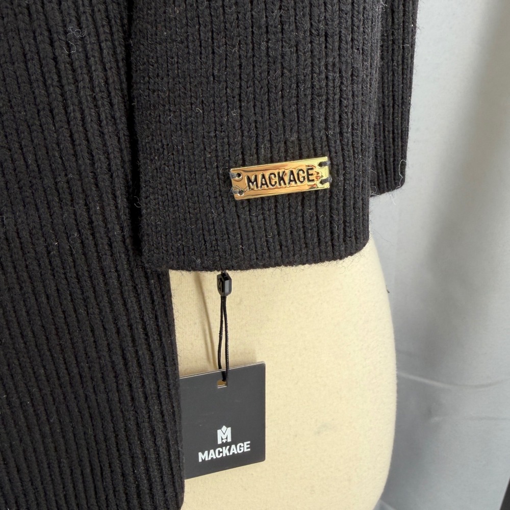 Mackage Benson Black Ribbed Knit Wool Blend Scarf NWT One Size - Picture 3 of 5